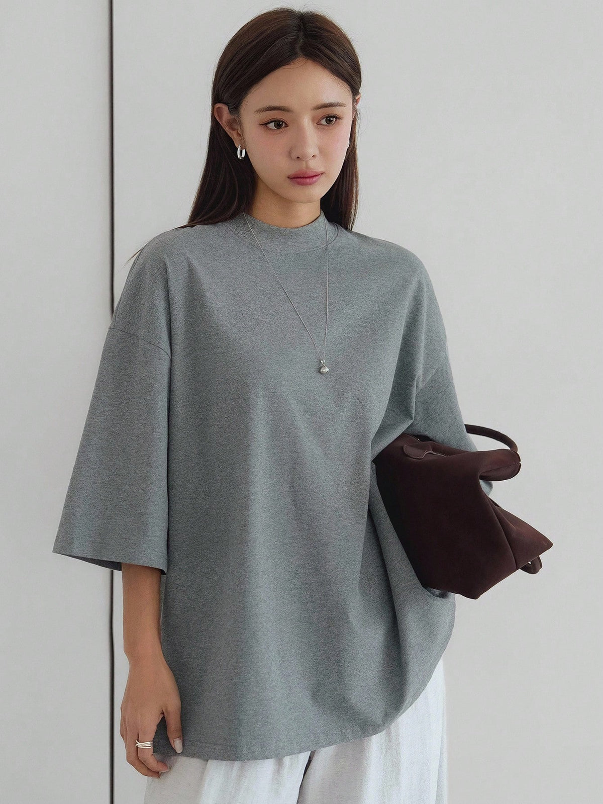 Dazy-Less Loose Casual Solid Color Simple Short Sleeve T-Shirt For Women Oversized T-Shirt Business Casual Woman Work Clothes