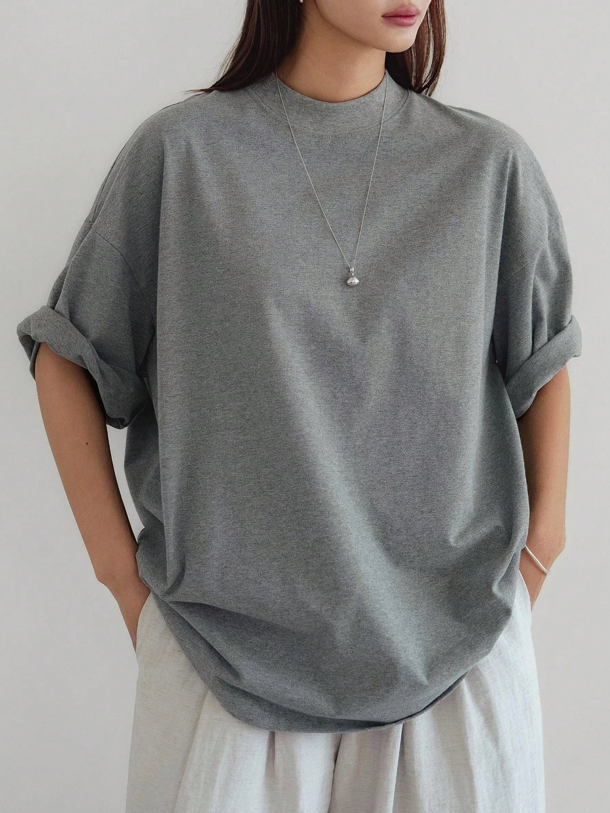 Dazy-Less Loose Casual Solid Color Simple Short Sleeve T-Shirt For Women Oversized T-Shirt Business Casual Woman Work Clothes