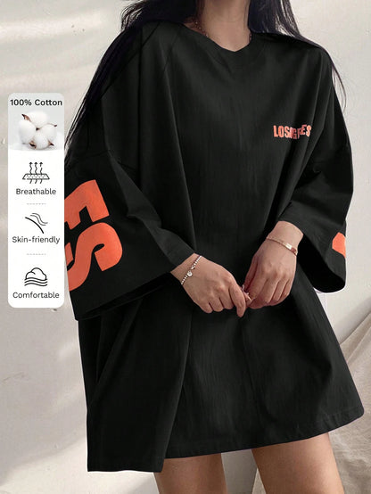 DAZY Letter Graphic Drop Shoulder Oversized Tee, Unisex