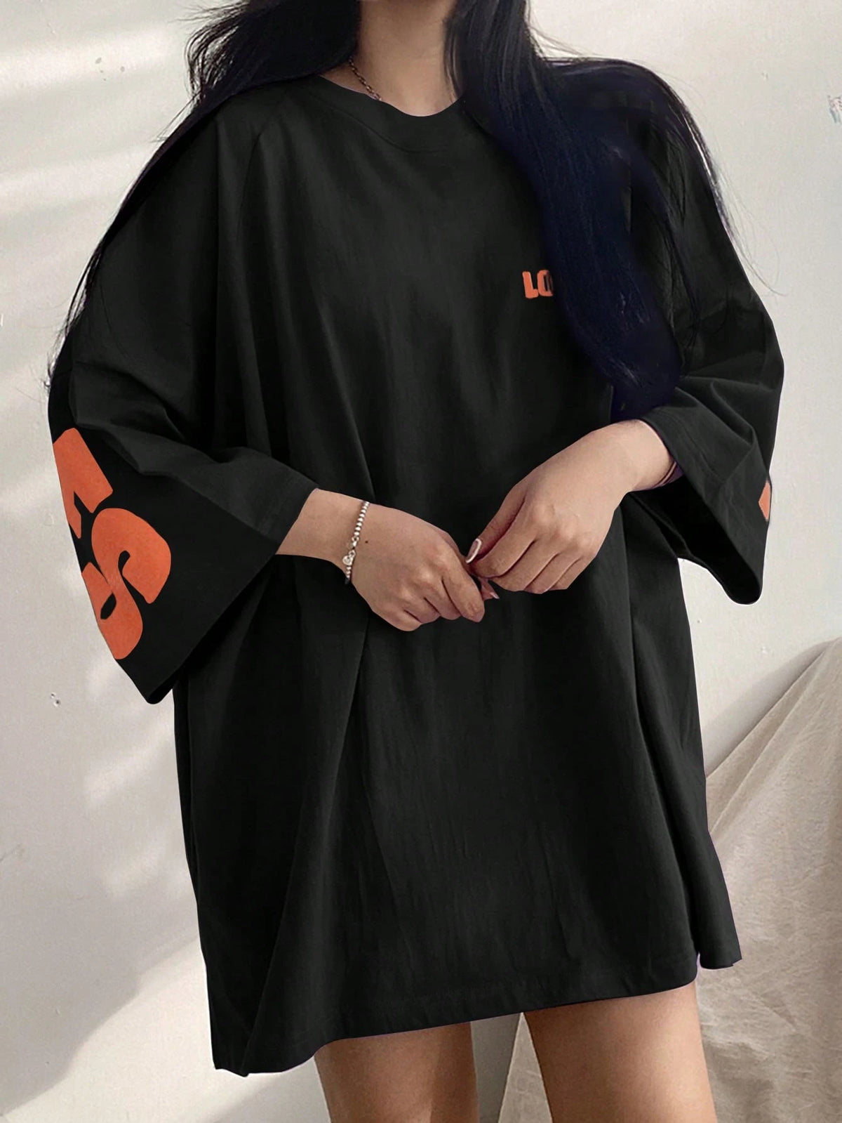 DAZY Letter Graphic Drop Shoulder Oversized Tee, Unisex