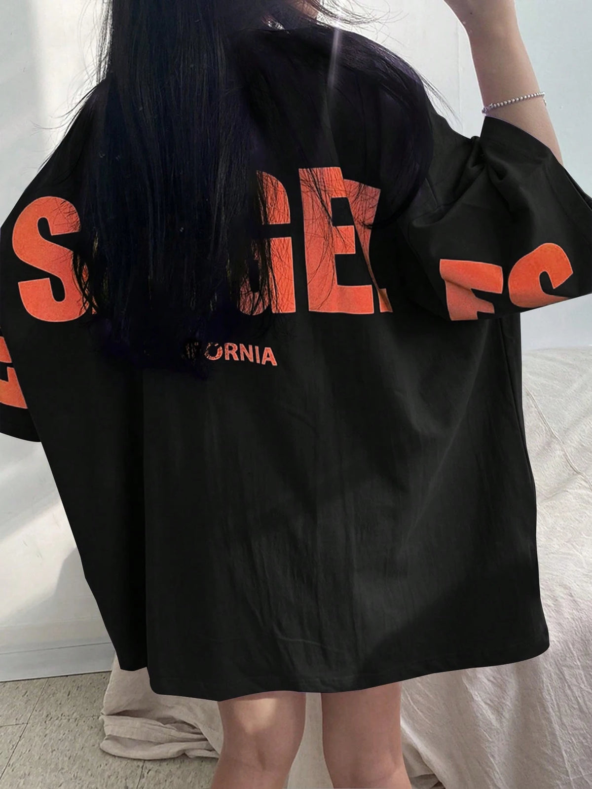 DAZY Letter Graphic Drop Shoulder Oversized Tee, Unisex