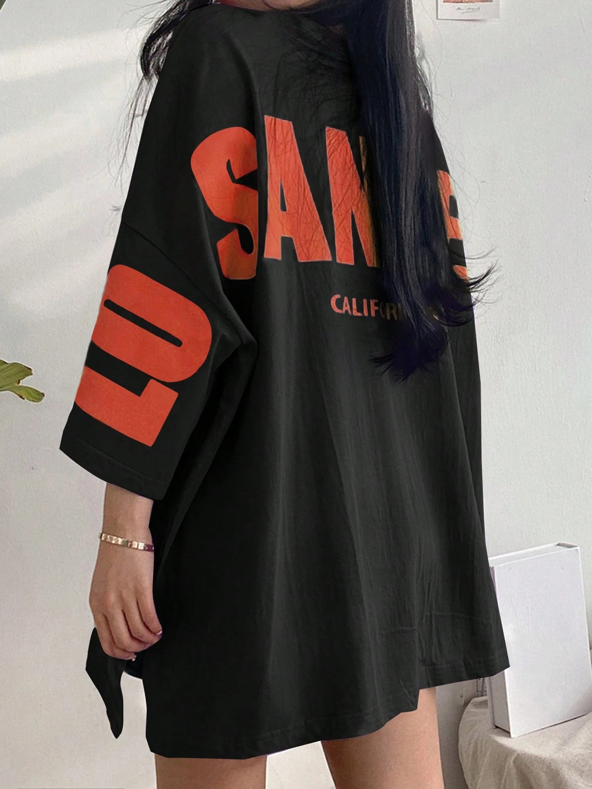 DAZY Letter Graphic Drop Shoulder Oversized Tee, Unisex