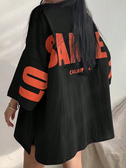 DAZY Letter Graphic Drop Shoulder Oversized Tee, Unisex