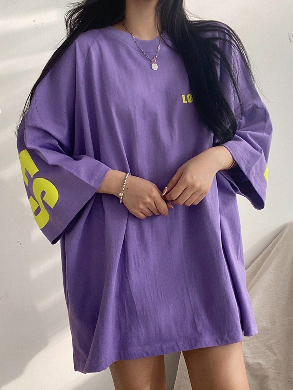 DAZY Letter Graphic Drop Shoulder Oversized Tee, Unisex
