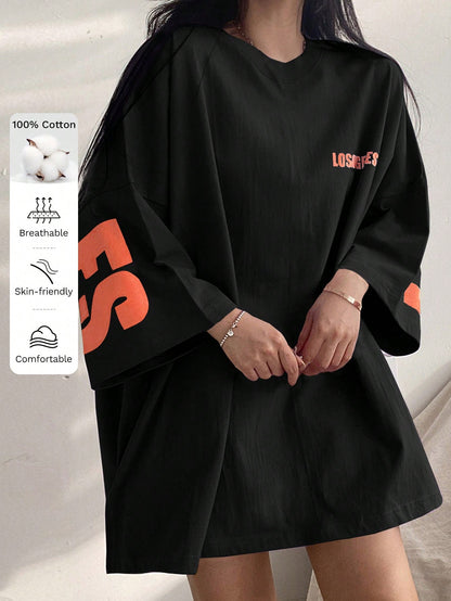 DAZY Letter Graphic Drop Shoulder Oversized Tee, Unisex