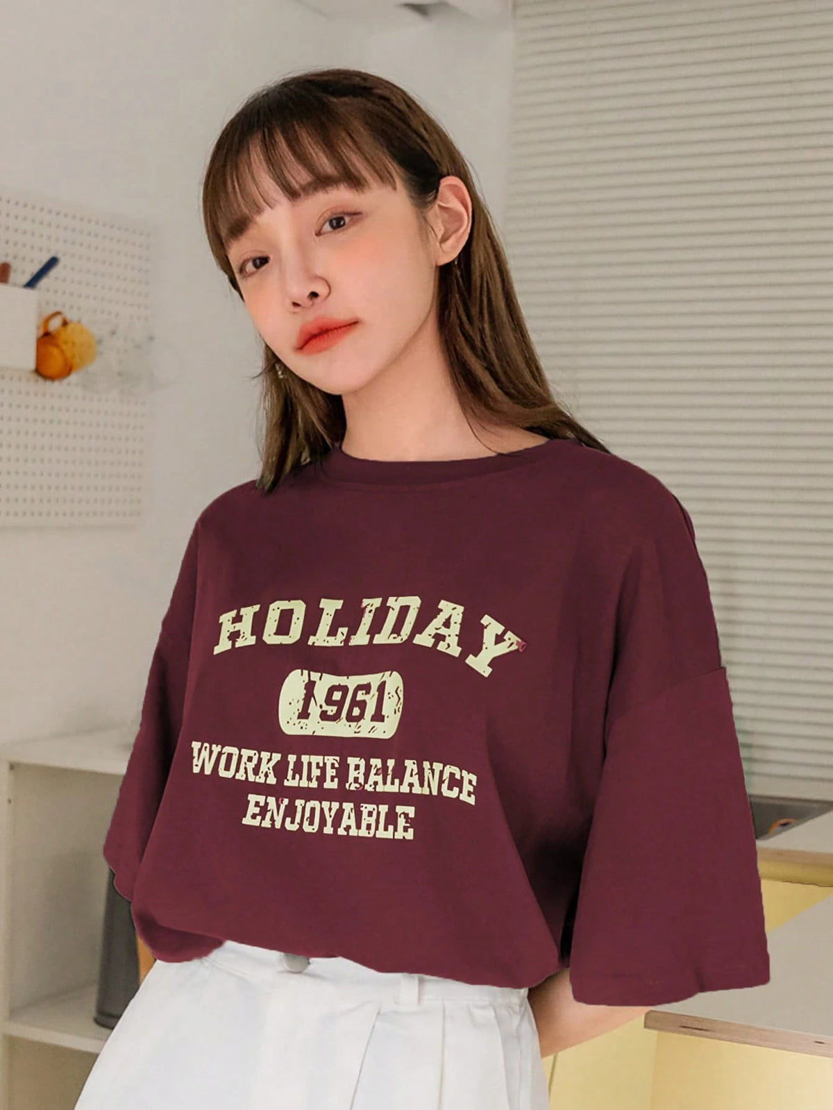 DAZY Letter Graphic Drop Shoulder Tee Summer Oversized T-Shirt