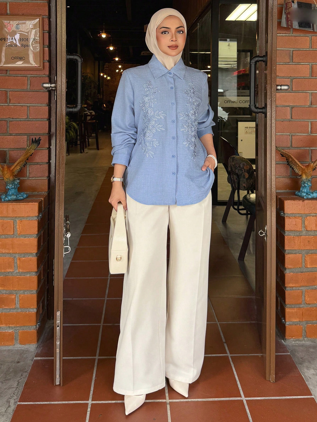DAZY Spring Summer Autumn Loose Casual Women's Shirt With Turn-Down Collar, Long Sleeve, Yellow Floral Embroidery Decoration Vacation Thin Clothing