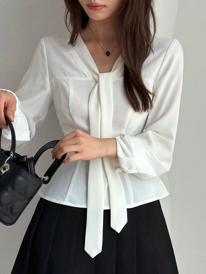 DAZY Women's Solid Color Casual Versatile Daily Wear Shirt Summer
