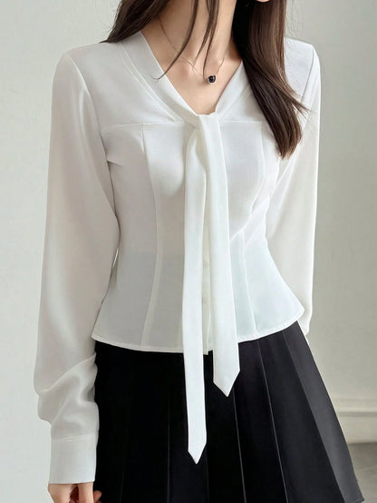 DAZY Women's Solid Color Casual Versatile Daily Wear Shirt Summer