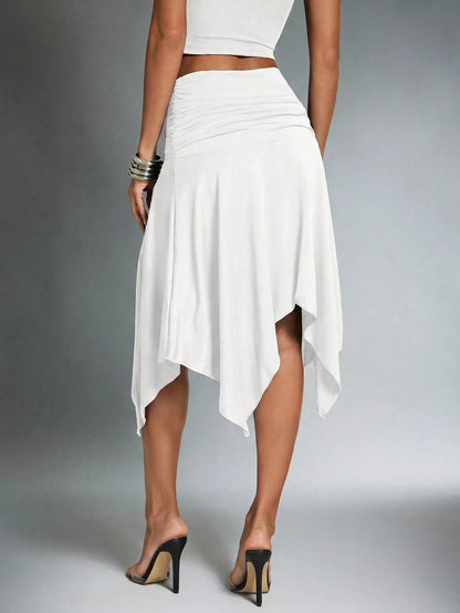 Denimoi High Slit Asymmetrical Skirt Vacation Outfits European Summer Ibiza Sexy Skirts