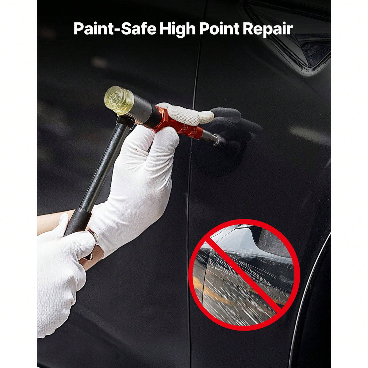Dent Puller Kit, Paintless Car Dent Removal Tool, Auto Fen.Der Damage Repair Puller Lifter With Curved Rod, Crowbar, Rubber Hammer, Airbag, Detachable & Repair Pens, Replacement Heads Tools Kit