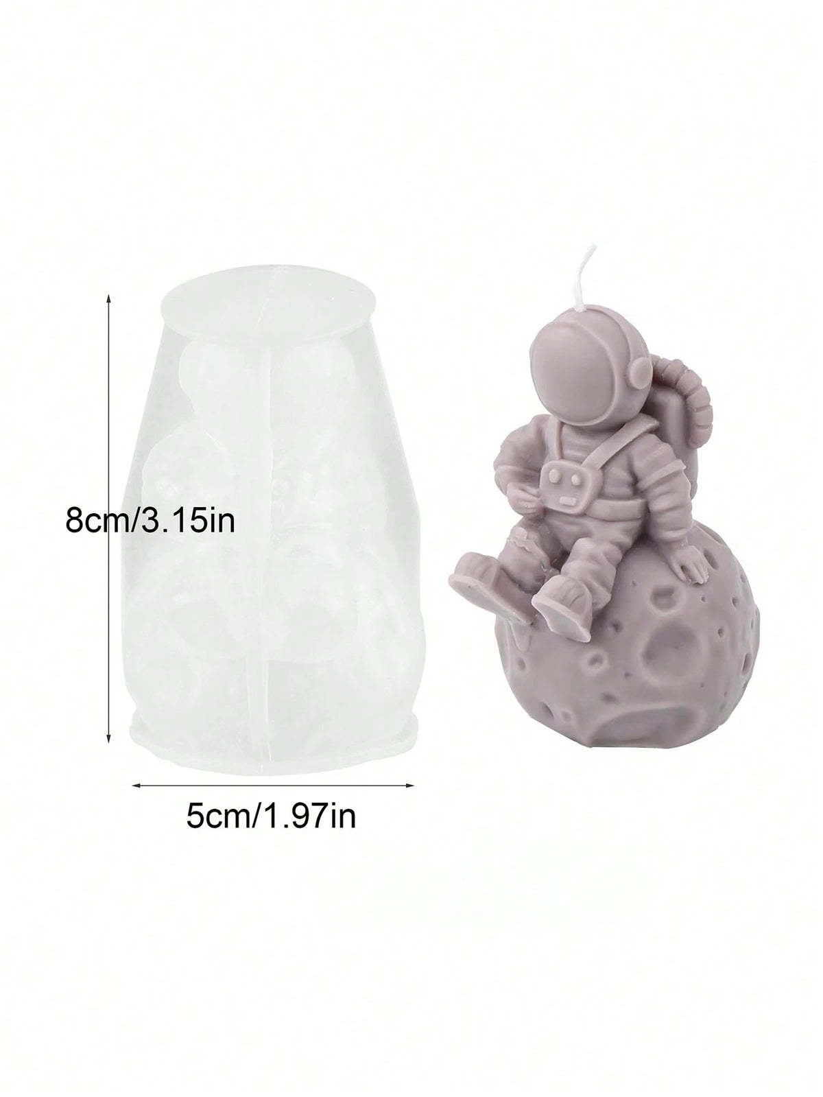 DIY 3D Astronaut Candle Sitting On The Moon Silicone Mold Lunar Astronaut Scented Soap Gypsum Mold Epoxy Resin Drip Mold Home Decoration Ornaments Crafts Mold