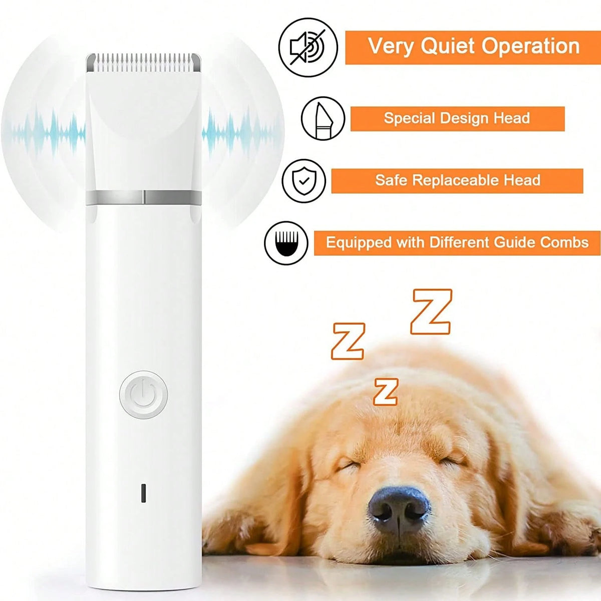 Dog Clippers Grooming Kit Hair Clipper-Low Noise Paw Trimmer- Rechargeable- Cordless Quiet Nail Grinder Shaver For Cats And Other Pets