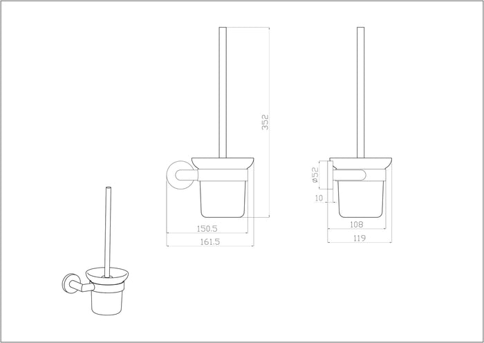 Dolce Toilet Brush Holder Chrome 3688-CH Accessories Nero