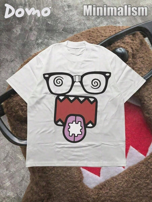 DOMO-KUN Patterned-Shirt (220g Cotton-Shirt) Printed-Shirt, Graphic Tee, Unisex-Shirt, Casual And Comfortable, Men's Cotton-Shirt Graphic Tees WGZD