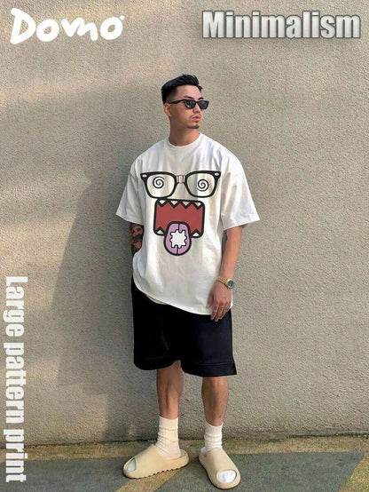 DOMO-KUN Patterned-Shirt (220g Cotton-Shirt) Printed-Shirt, Graphic Tee, Unisex-Shirt, Casual And Comfortable, Men's Cotton-Shirt Graphic Tees WGZD
