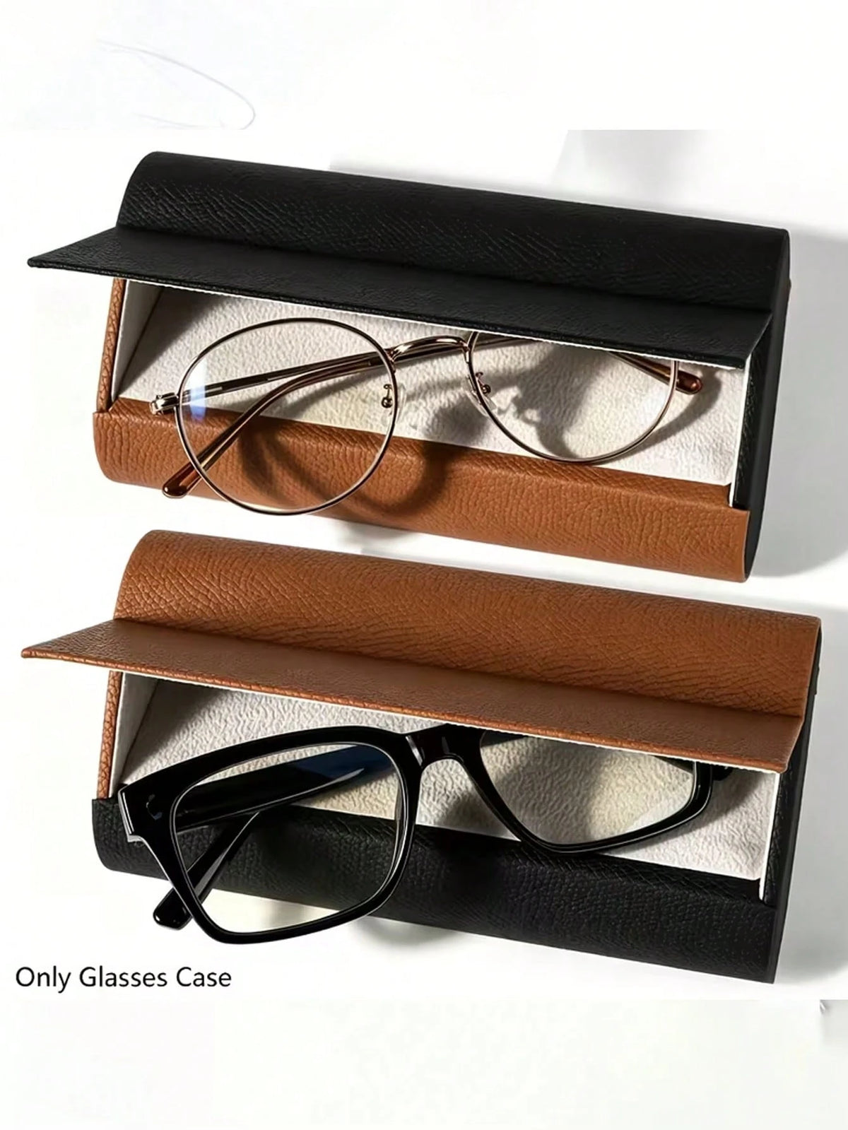 Double Layer Glasses Case- Durable Faux Leather, Convenient & Stylish Glasses Storage, Magnetic Closure Holds 2 Pairs Of Glasses, Unisex Glasses Storage Box