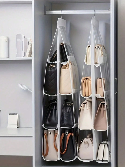 Double-Sided Hanging Large Capacity Tote Bag, Double-Sided Multi-Layer Dust-Proof Storage Bag, Foldable Hanging Leather Bag Storage Bag, Suitable For Storing Towels, Bags, Scarves And Clothes- Wardro