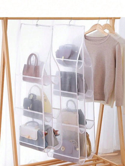 Double-Sided Hanging Large Capacity Tote Bag, Double-Sided Multi-Layer Dust-Proof Storage Bag, Foldable Hanging Leather Bag Storage Bag, Suitable For Storing Towels, Bags, Scarves And Clothes- Wardro