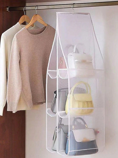 Double-Sided Hanging Large Capacity Tote Bag, Double-Sided Multi-Layer Dust-Proof Storage Bag, Foldable Hanging Leather Bag Storage Bag, Suitable For Storing Towels, Bags, Scarves And Clothes- Wardro