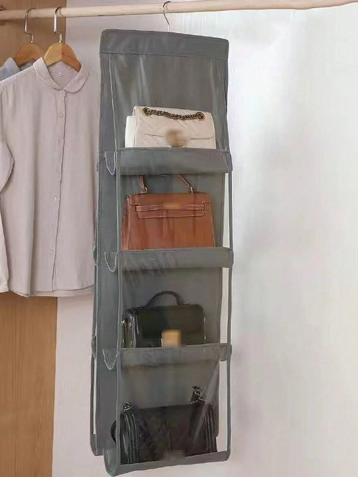 Double-Sided Hanging Large Capacity Tote Bag, Double-Sided Multi-Layer Dust-Proof Storage Bag, Foldable Hanging Leather Bag Storage Bag, Suitable For Storing Towels, Bags, Scarves And Clothes- Wardro