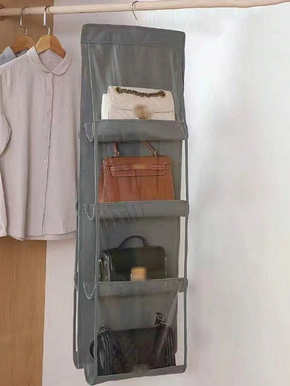 Double-Sided Hanging Large Capacity Tote Bag, Double-Sided Multi-Layer Dust-Proof Storage Bag, Foldable Hanging Leather Bag Storage Bag, Suitable For Storing Towels, Bags, Scarves And Clothes- Wardro