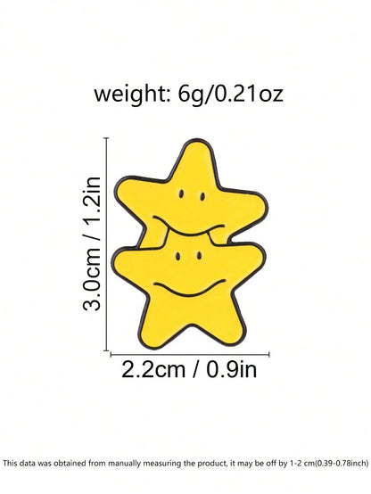 Double Stars Enamel Pin, Cute Stacked Stars Brooch, Fashionable Accessory, Perfect For Clothing & Bags, Unique Gift Idea