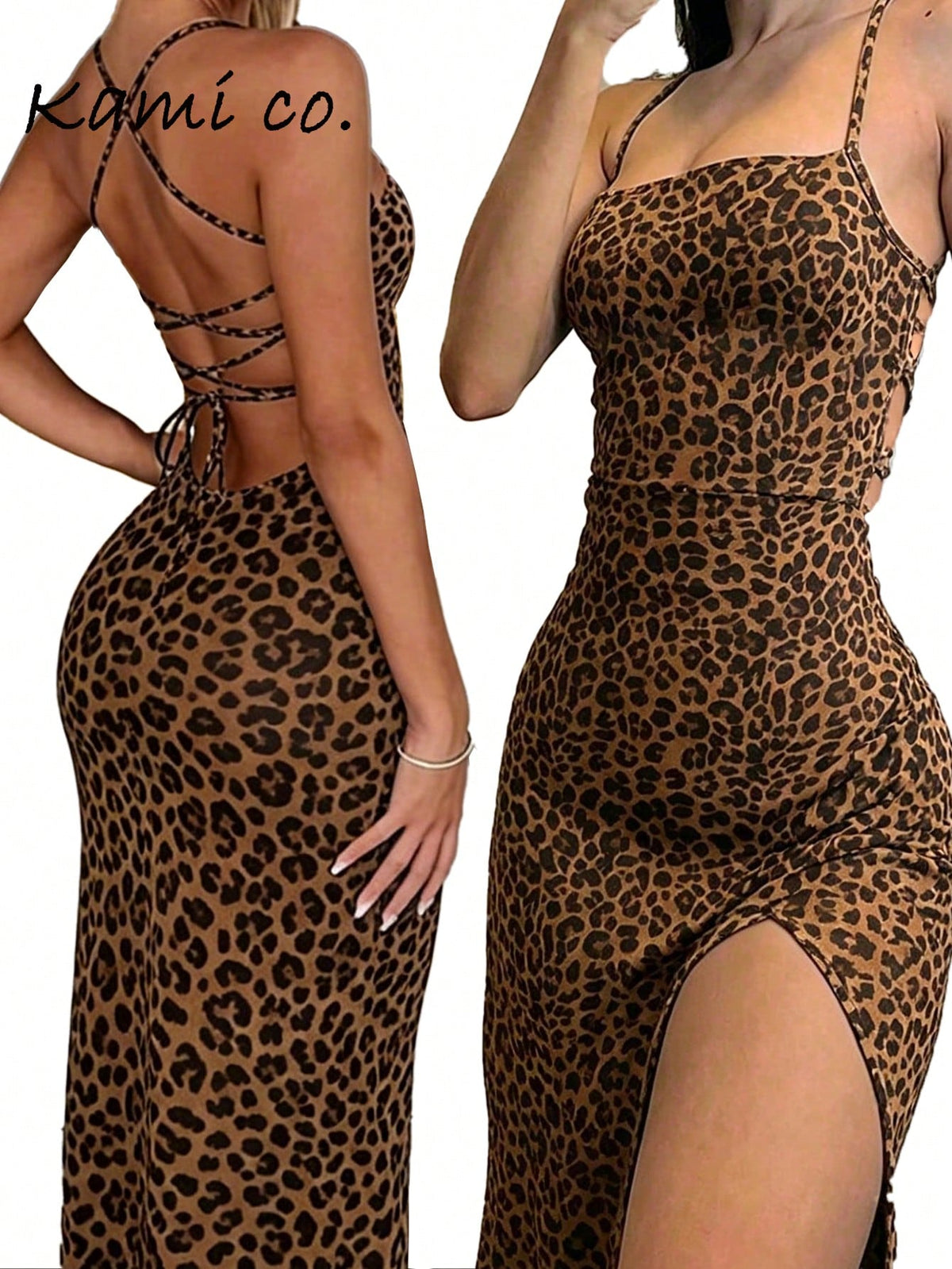 Dresses Solid Color Spaghetti Strap Large Backless Hip Pleats Large Slits Hip-Covering Sexy Sleeveless Party Dress,Back To School Clothes Brown
