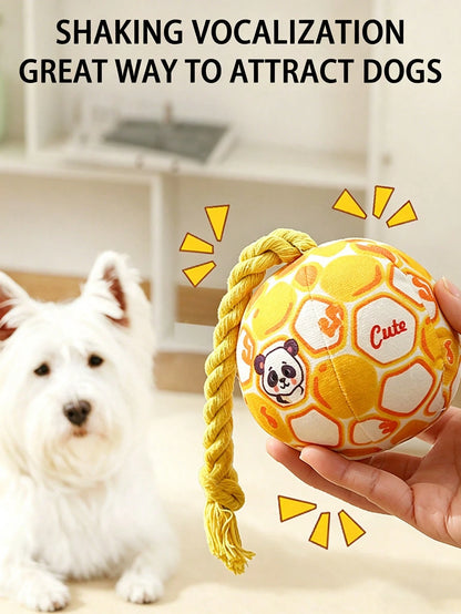 Durable Squeaky Dog Toy Interactive Self-Play Chew Ball Relieves Boredom Releases Energy Soft Plush Pet Toy Suitable For Small Dogs Teddy Bichon Easter Gift Mother's Day Pet Gift