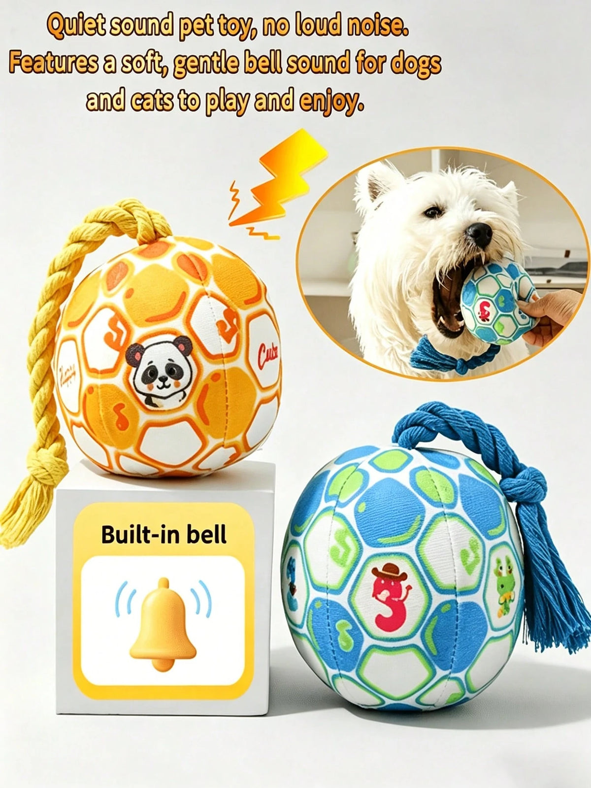 Durable Squeaky Dog Toy Interactive Self-Play Chew Ball Relieves Boredom Releases Energy Soft Plush Pet Toy Suitable For Small Dogs Teddy Bichon Easter Gift Mother's Day Pet Gift