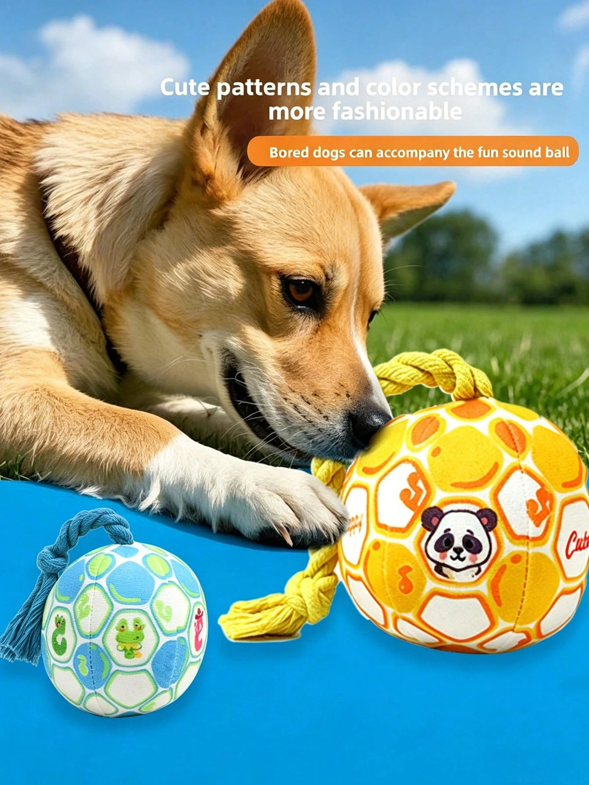 Durable Squeaky Dog Toy Interactive Self-Play Chew Ball Relieves Boredom Releases Energy Soft Plush Pet Toy Suitable For Small Dogs Teddy Bichon Easter Gift Mother's Day Pet Gift