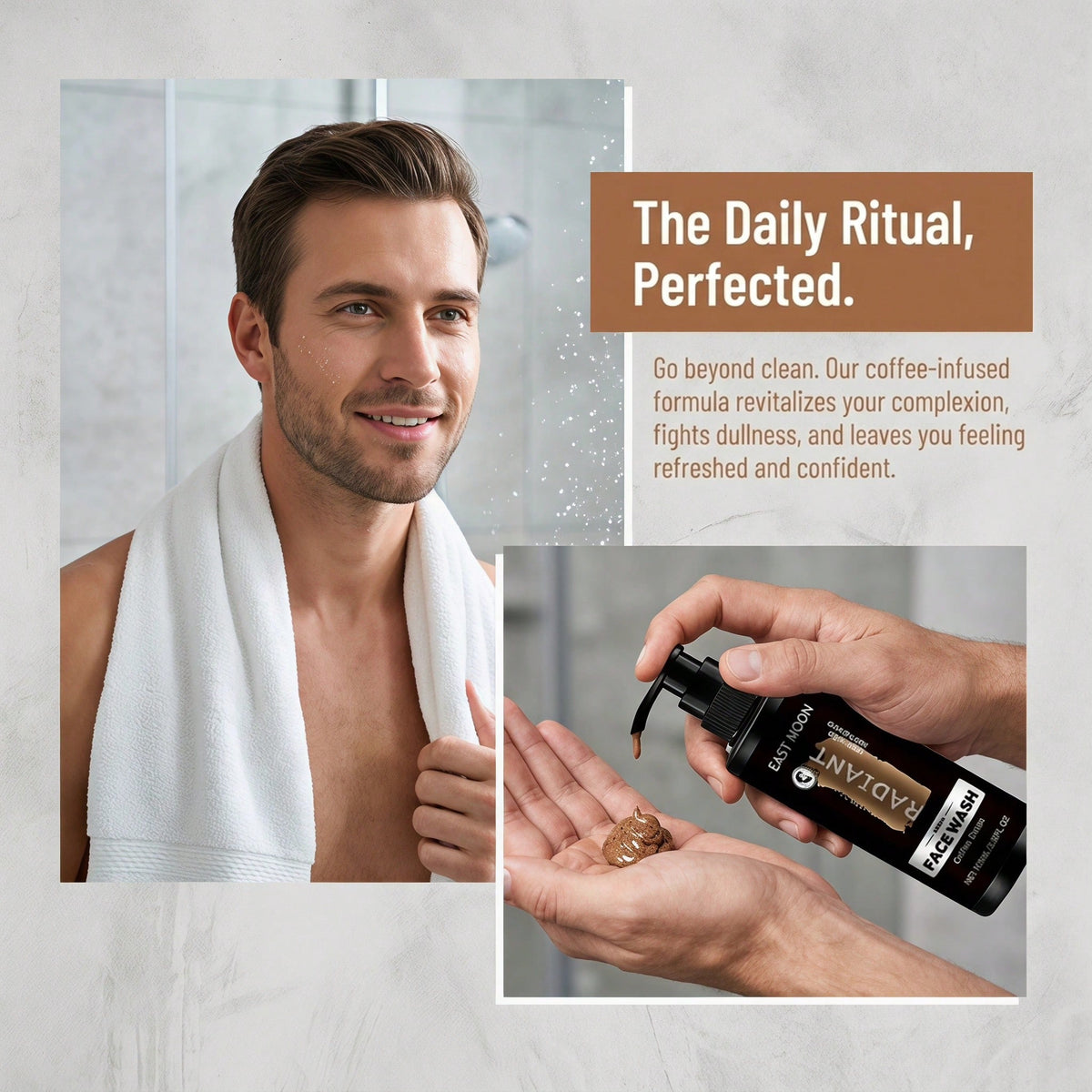 East Moon ® Men's Cleanser – 100mL/3.38 Fl Oz Deep Cleansing Face Wash Oil Control, Pore Care, Hydration & Healthy-Looking Skin, Daily Men's Grooming Cleanser Travel, Graduation & Wedding Season