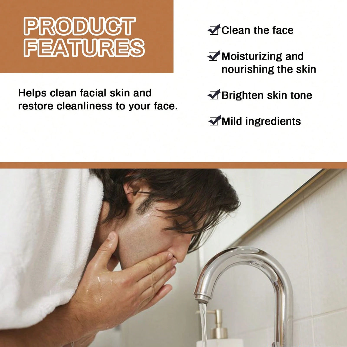 East Moon ® Men's Cleanser – 100mL/3.38 Fl Oz Deep Cleansing Face Wash Oil Control, Pore Care, Hydration & Healthy-Looking Skin, Daily Men's Grooming Cleanser Travel, Graduation & Wedding Season