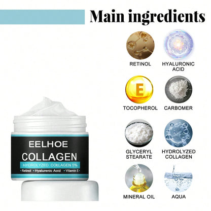 EELHOE 50g Men's Collagen Face Cream, Retinol Moisturizer With Hyaluronic Acid & Vitamin E, Hydrating Firming Facial Cream For Men's Daily Skin Care