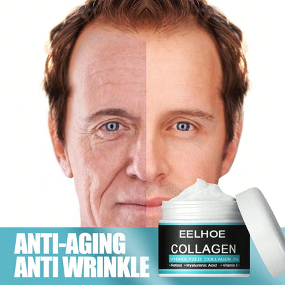 EELHOE 50g Men's Collagen Face Cream, Retinol Moisturizer With Hyaluronic Acid & Vitamin E, Hydrating Firming Facial Cream For Men's Daily Skin Care