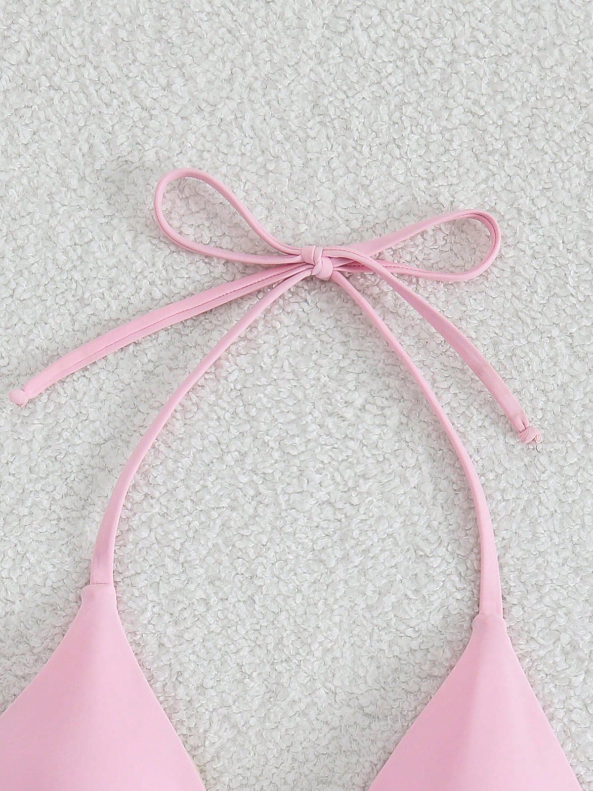 Elavelle Women's Solid Color Halter Neck Tie Front Sexy Bikini Top For Summer Beach Vacation
