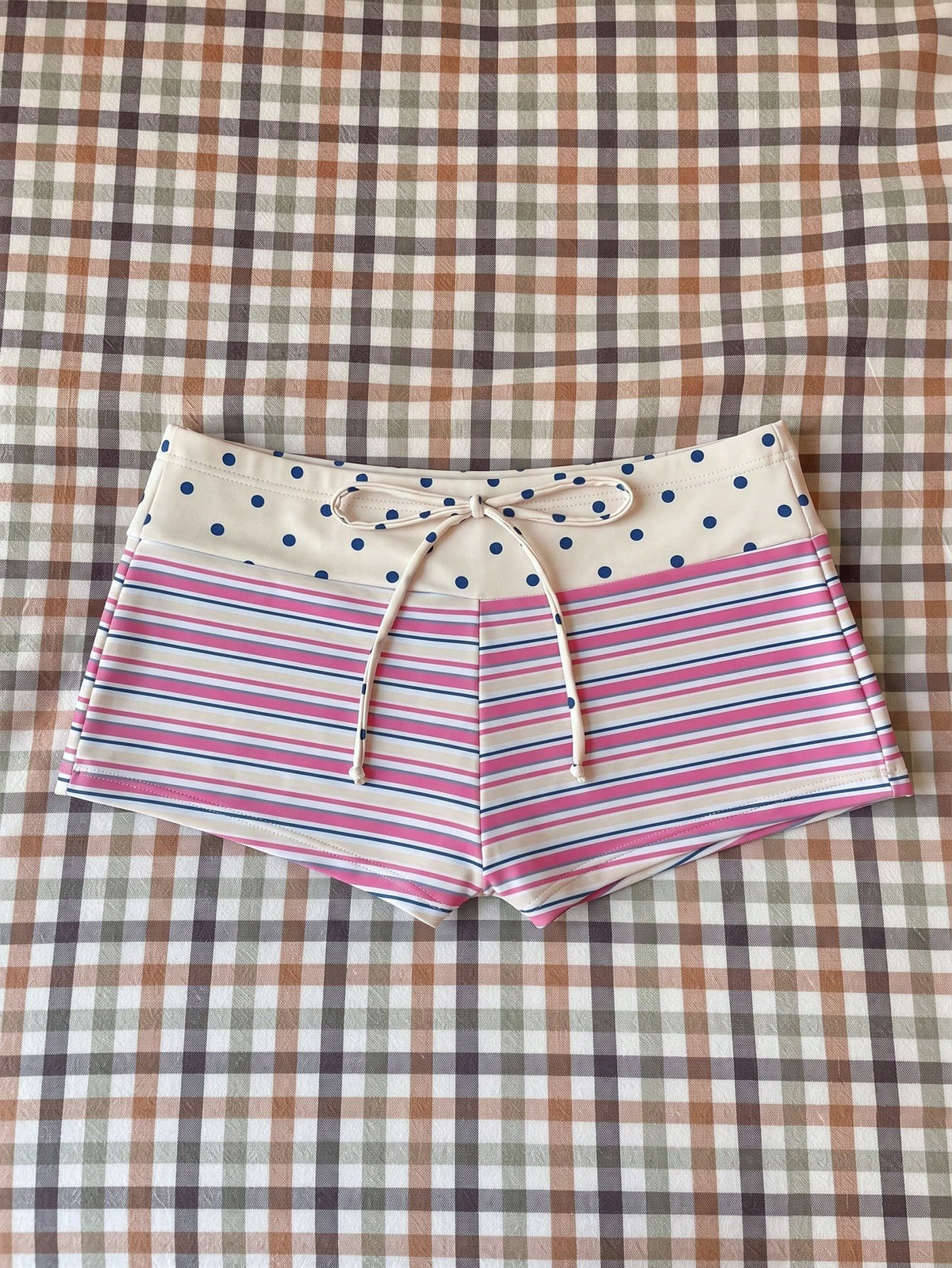 Elavelle Women's Spring/Summer Random Print High Waist Bow Bikini Bottoms