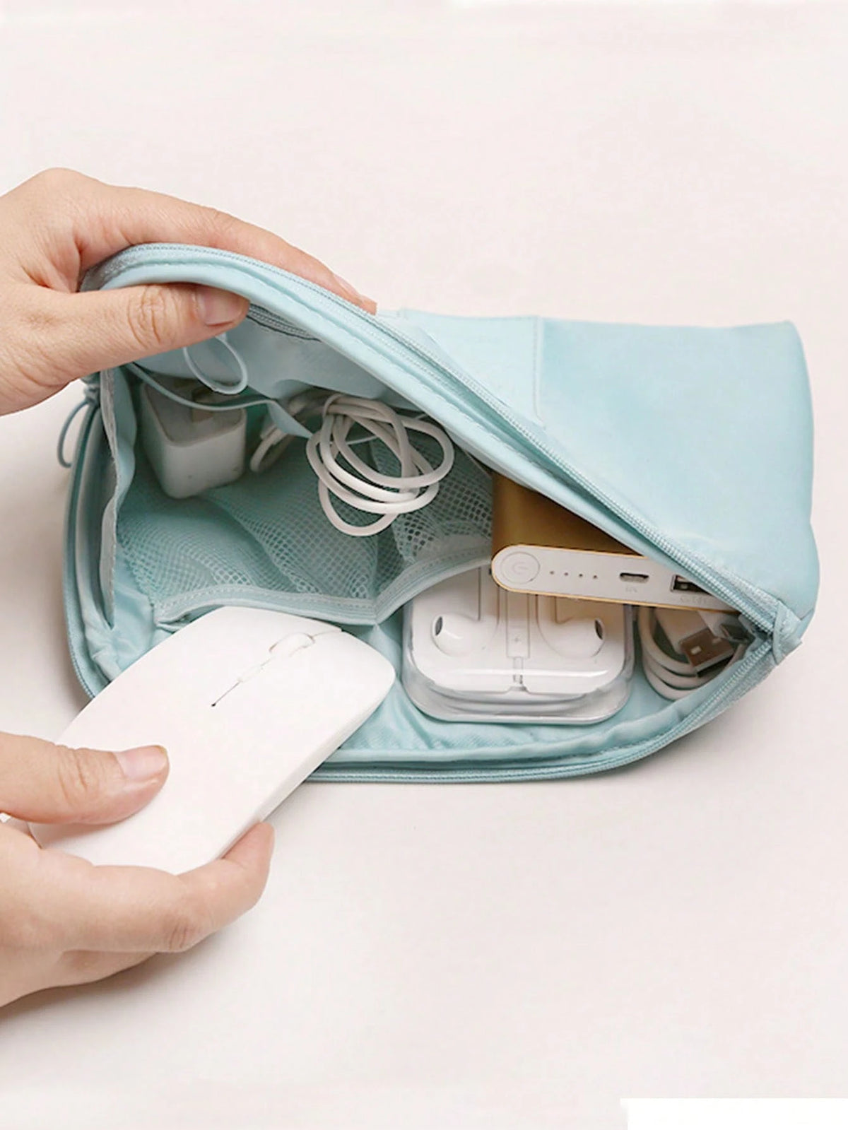 Electronic Accessories Organizer Bag, Travel Cable Organizer Pouch, Portable Electronics Accessories Case, Waterproof Dual Layer Multi-Functional Storage Bag For Cables, Chargers, Wireless Earphones