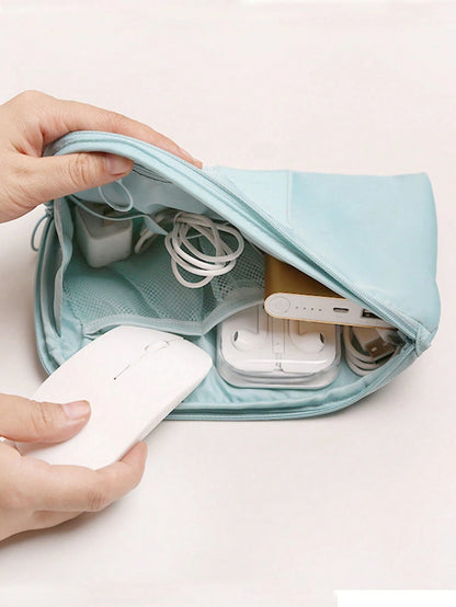 Electronic Accessories Organizer Bag, Travel Cable Organizer Pouch, Portable Electronics Accessories Case, Waterproof Dual Layer Multi-Functional Storage Bag For Cables, Chargers, Wireless Earphones