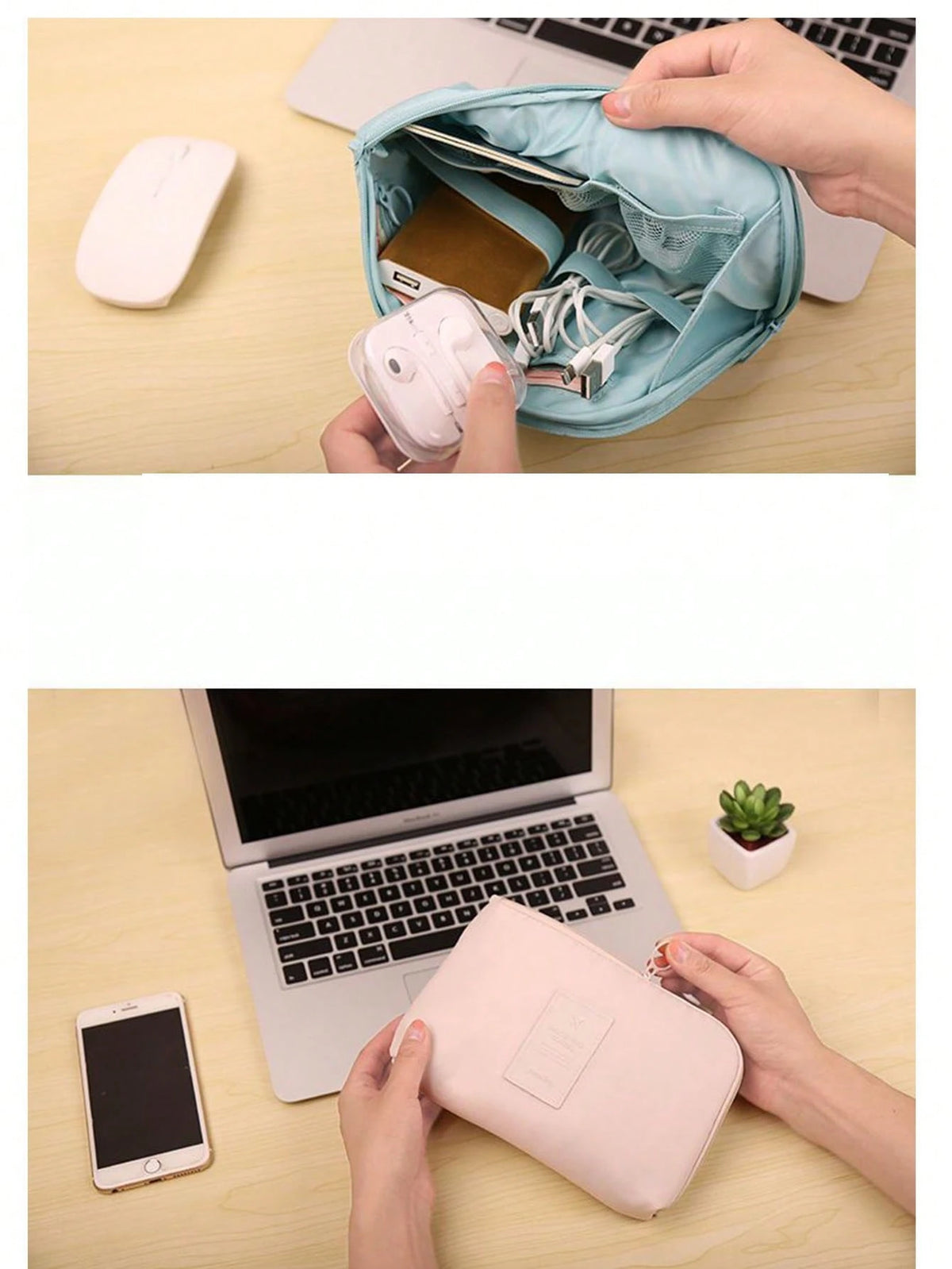 Electronic Accessories Organizer Bag, Travel Cable Organizer Pouch, Portable Electronics Accessories Case, Waterproof Dual Layer Multi-Functional Storage Bag For Cables, Chargers, Wireless Earphones