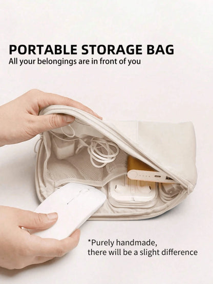 Electronic Accessories Organizer Bag, Travel Cable Organizer Pouch, Portable Electronics Accessories Case, Waterproof Dual Layer Multi-Functional Storage Bag For Cables, Chargers, Wireless Earphones