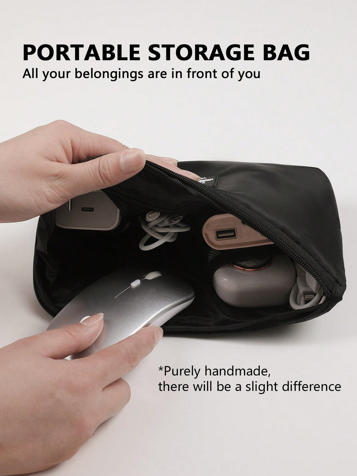 Electronic Accessories Organizer Bag, Travel Cable Organizer Pouch, Portable Electronics Accessories Case, Waterproof Dual Layer Multi-Functional Storage Bag For Cables, Chargers, Wireless Earphones