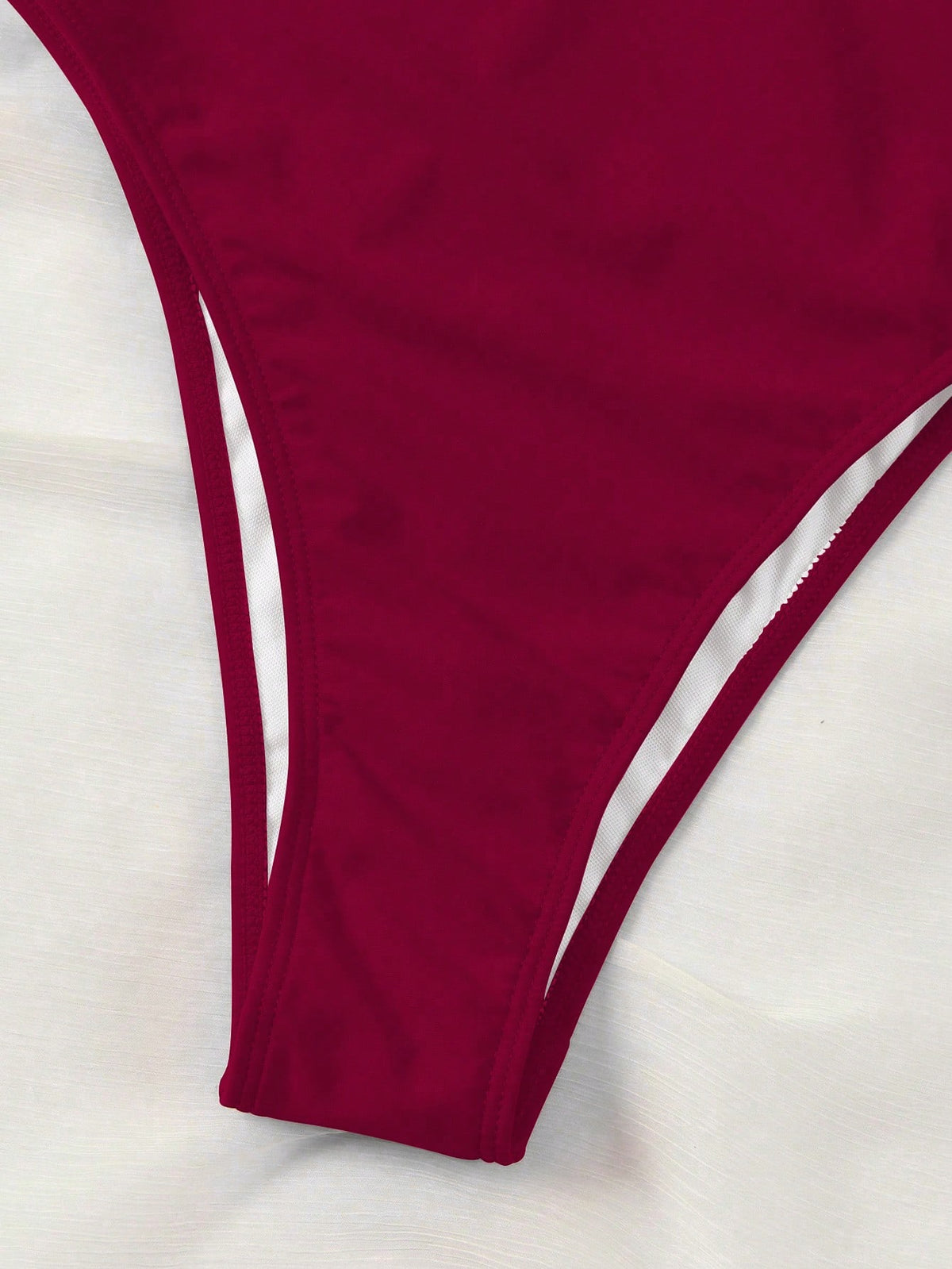 Elegant Burgundy Wide Strap One-Piece Swimsuit, Sexy Swimwear Suitable For Beach Vacation And Party Summer