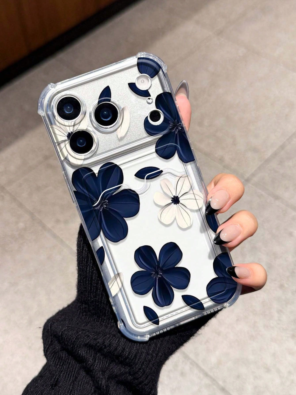 Elegant Floral Card Slot Shockproof Phone Case Compatible With 17 Pro Max 13 Pro 17/16/14 Pro Max New Style 13 Bestie 15 Phone Protective Cover 12/12 Pro Niche 11 Fresh 15 Pro Max Card Holder Style 16