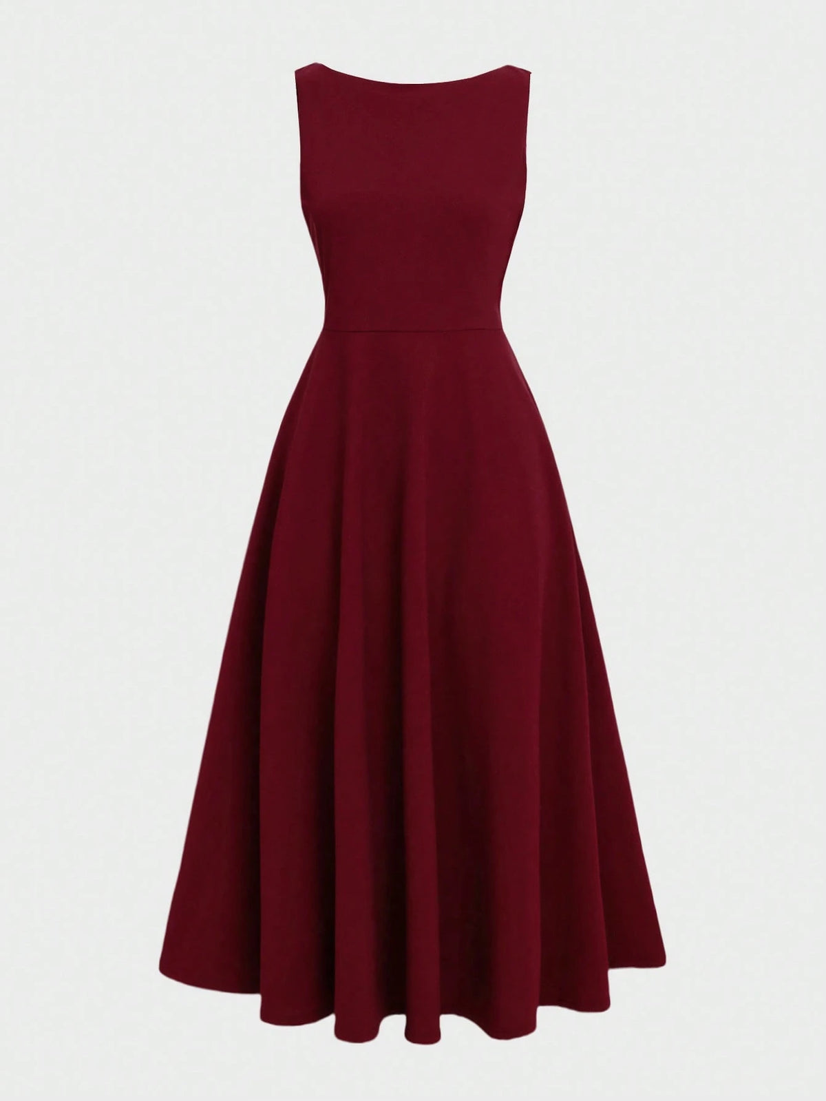 Elegant French Romantic Backless Hollow-Out Cinched Waist Sexy Charming Dress, Burgundy, Suitable For Christmas, Holiday Party, Date Summer