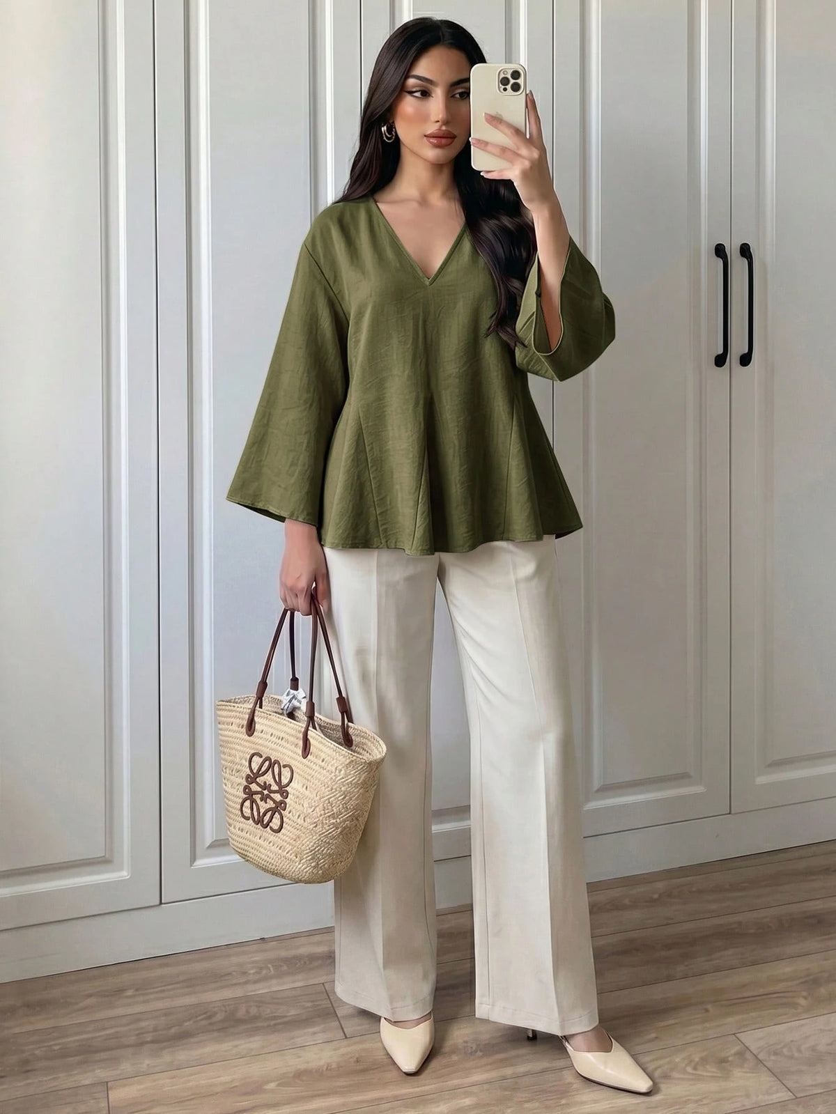 Elenzga Casual Versatile Commute Solid Color Shirt