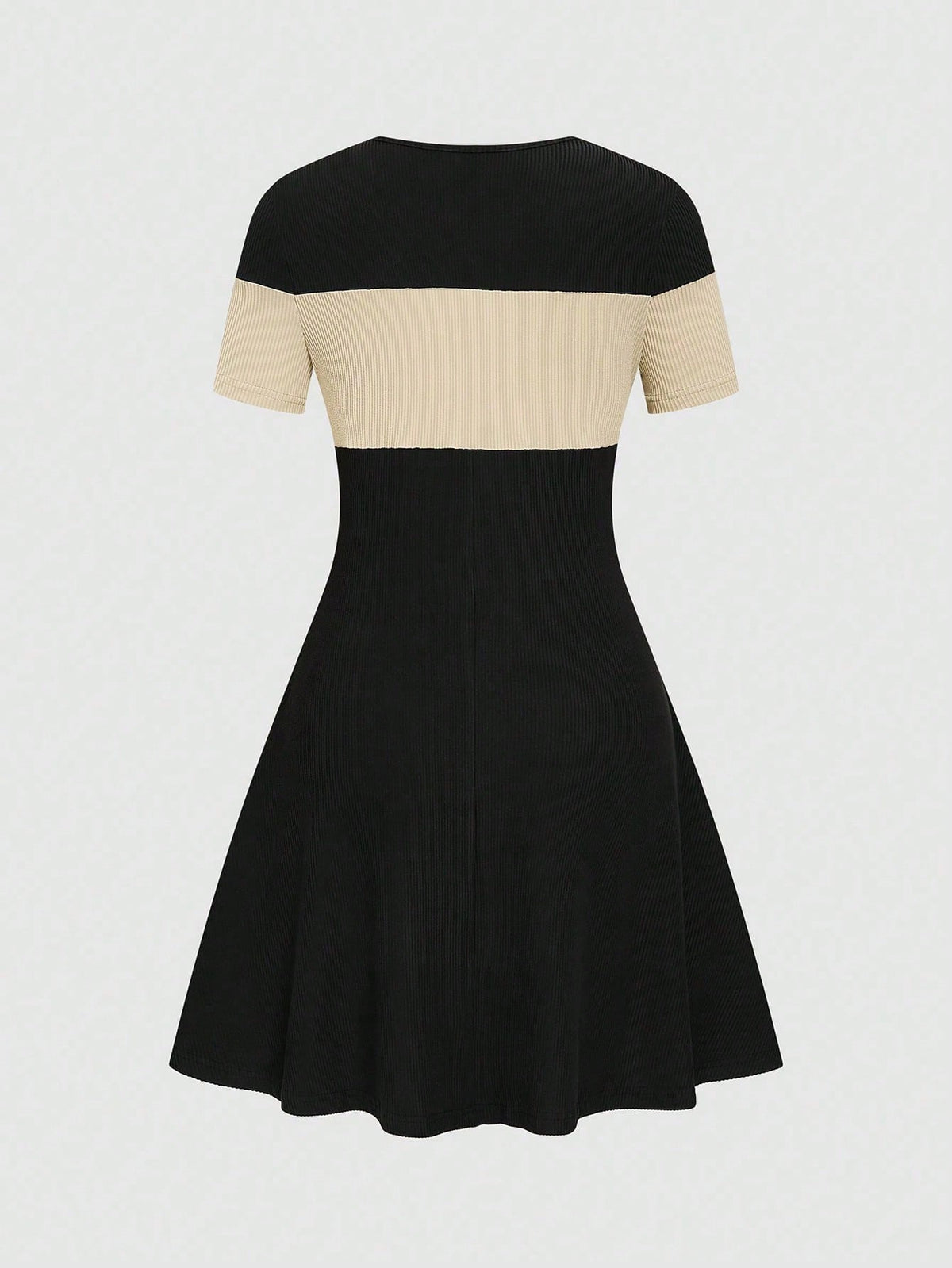 Elenzga Women's Versatile Contrast Color Fashion Short Sleeve Dress, Suitable For Dates And Commuting