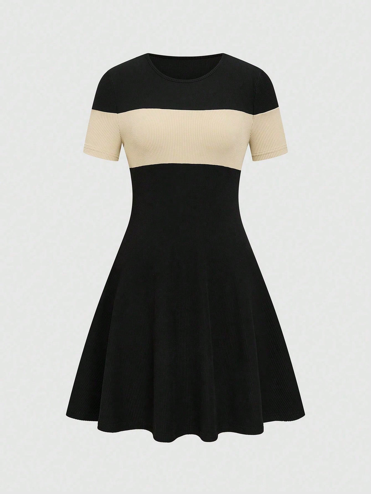 Elenzga Women's Versatile Contrast Color Fashion Short Sleeve Dress, Suitable For Dates And Commuting
