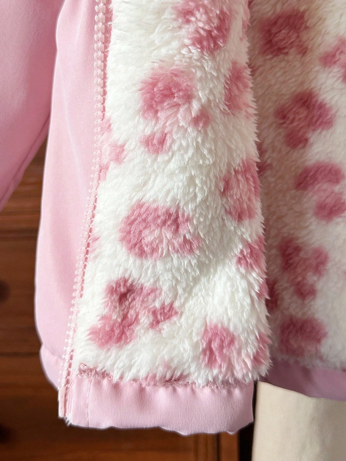 Elladie kids 1pc Young Girl Winter New Pink Floral Thermal Lined Zipper With Elastic Waist And Hood, Thickened Warm Casual Commute Versatile Simple Fashion Cold-Proof Jacket