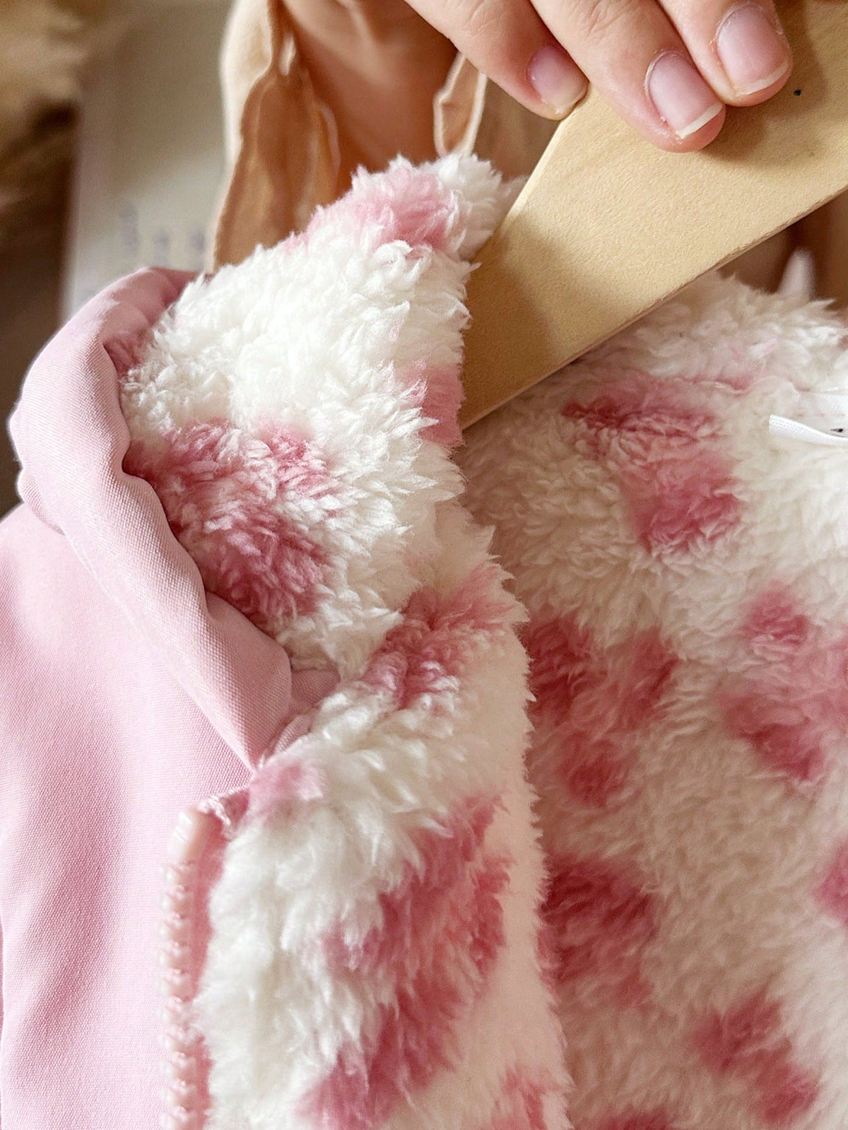 Elladie kids 1pc Young Girl Winter New Pink Floral Thermal Lined Zipper With Elastic Waist And Hood, Thickened Warm Casual Commute Versatile Simple Fashion Cold-Proof Jacket